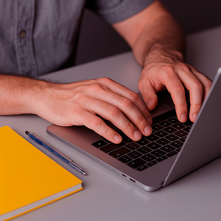 imagem de homem digitando em notebook